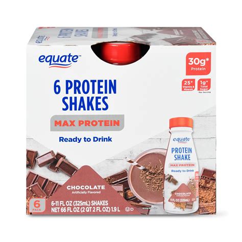 Equate Max Protein Shakes, Chocolate, 30g Protein, 6 Count - Walmart ...