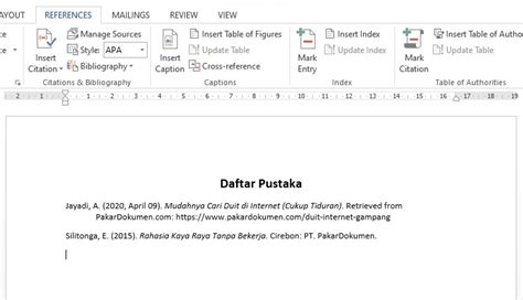 Contoh Daftar Pustaka Di Word Imagesee - Riset