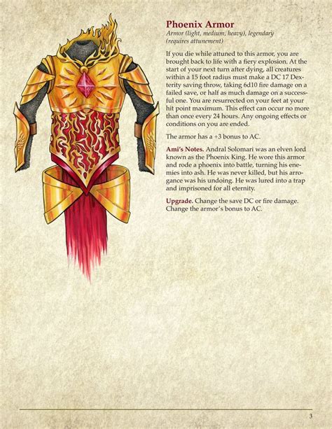 Legendary Phoenix Armor for Dungeons and Dragons