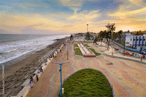 Panoramic aerial view of sea beach at Digha, West Bengal India at ...