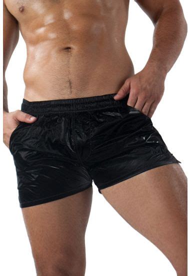 Shiny Black Swim Trunks Men - Modus Vivendi Swimwear