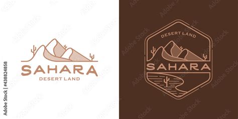 Desert land line art concept. Sahara desert logo illustration design ...