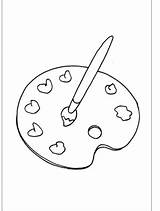 Artist Paint Brush And Palette Coloring Page sketch template