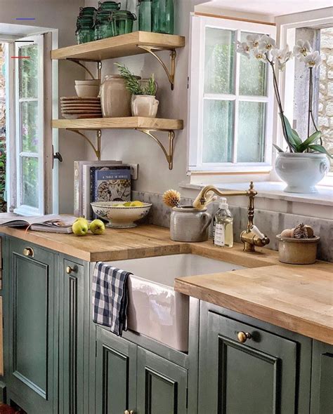 Pin by Chantelle Cheyette on Wood countertops in 2020 | Green kitchen designs, Green country ...