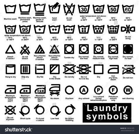 Icon Set Of Laundry Symbols, Vector Illustration - 159161375 : Shutterstock