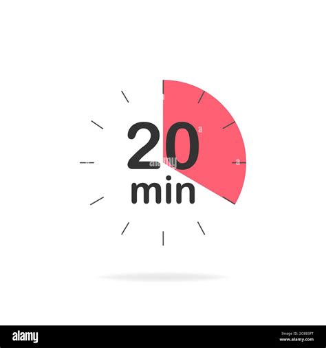 20 minutes timer. Stopwatch symbol in flat style. Editable isolated vector illustration Stock ...