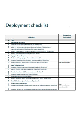 26+ SAMPLE Deployment Checklist in PDF