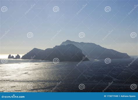 The Island of Capri at Sunset Seen from the Sea Stock Photo - Image of blue, natural: 173871948