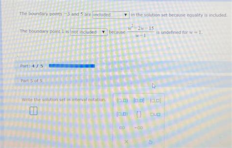 Solved The boundary points -3 and 5 are included The | Chegg.com