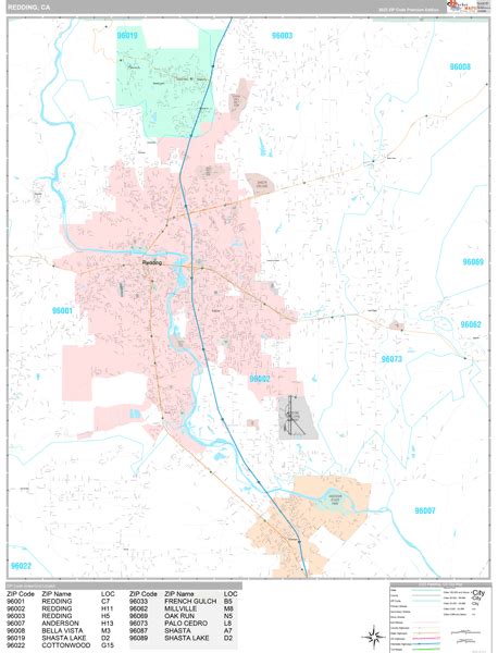 Redding California Wall Map (Premium Style) by MarketMAPS - MapSales