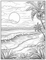 Beach Sunset Coloring Pages  Easy To Print & FREE Download sketch template