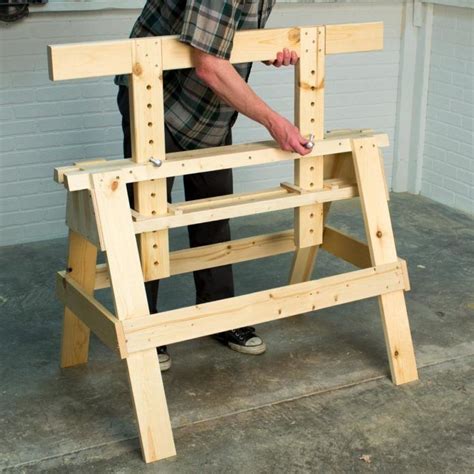 Height-Adjustable Sawhorse | Treprosjekter, Trearbeid, Treverksideer