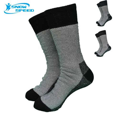 (2 Pairs) Merino Wool The Whole Thick Winter Heavy Outdoor Hiking Socks Thermo Socks Men's Socks ...