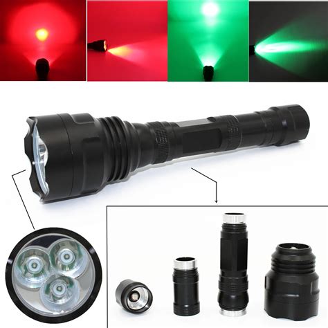 Green Red Light Tactical LED Flashlight Hunting Light Spotlight 3x XM L Q5 1200 Lumens Ultra ...