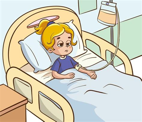 Vector illustration of a sick child in hospital in 2024 | Hospital cartoon, Sick kids, Drawing ...