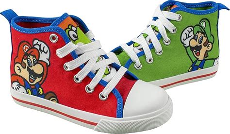 Super Mario Brothers Mario Luigi Kids Shoe, Nintendo Hi Top Sneaker Laces, Toddlers Kids, Size 7 ...