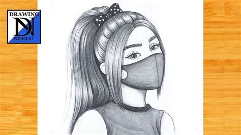 How to draw a Girl wearing Mask - step by step || Pencil sketch for ...