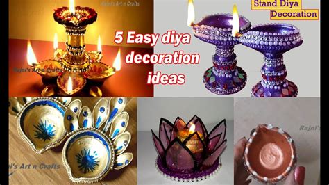 5 Diya Decoration ideas for school competition | Creative Diya Decoration Ideas For Diwali - YouTube