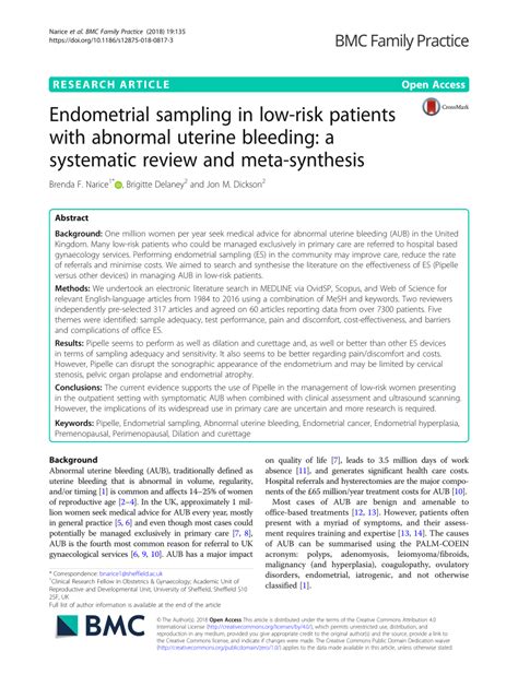 (PDF) Endometrial Sampling in Low-Risk Patients with Abnormal Uterine ...