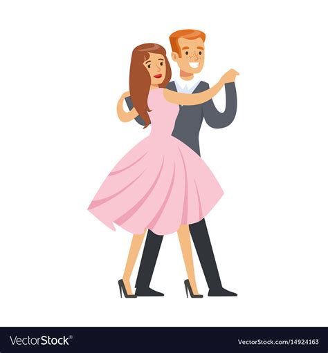 Happy couple dancing waltz colorful character Vector Image