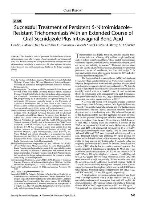 (PDF) Successful Treatment of Persistent 5-Nitroimidazole–Resistant Trichomoniasis With an ...