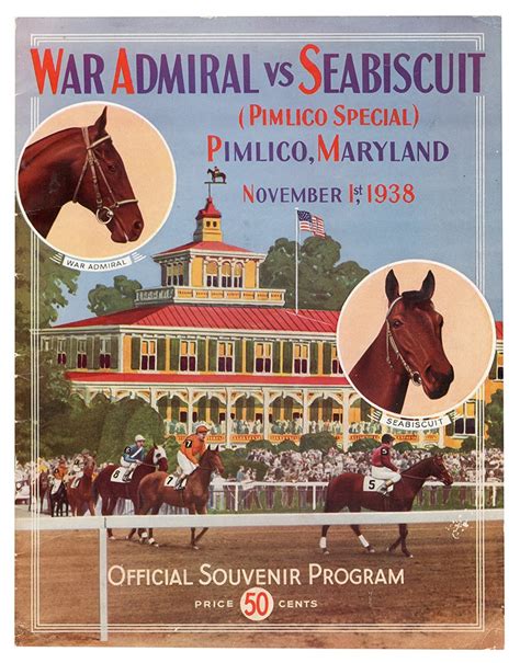 War Admiral vs Seabiscuit Official Souvenir Program