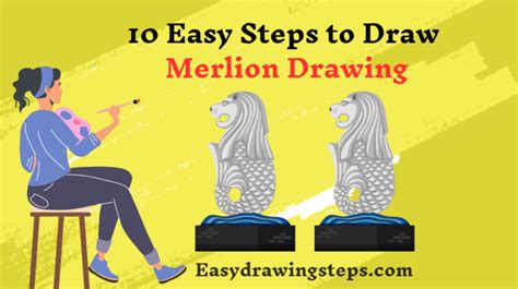 10 Easy Steps to Draw Merlion Drawing - Easy Drawing