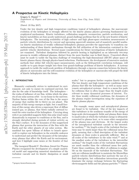 (PDF) A Prospectus on Kinetic Heliophysics