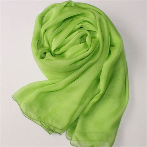 Lime Green Silk Scarf Chartreuse Mulberry Silk Chiffon Scarf