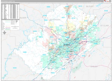 Jefferson County, AL Wall Map Premium Style by MarketMAPS - MapSales