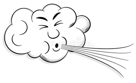 Cartoon cloud blows wind stock vector. Illustration of blowing - 55089211