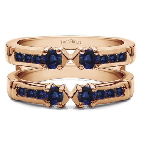 TwoBirch Ring Guards - 0.76 Ct. Sapphire Three Stone Ring Guard Enhancer in Rose Gold