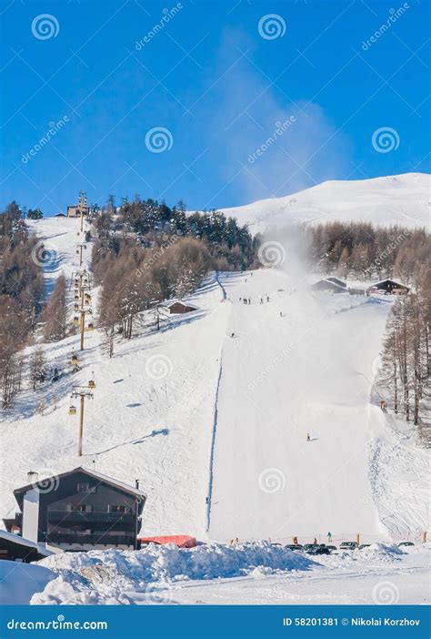 Ski resort Livigno. Italy stock image. Image of space - 58201381