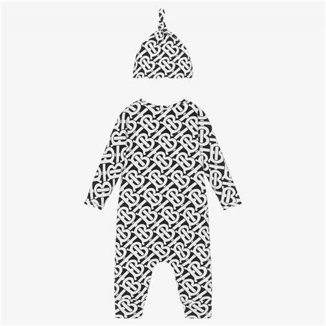 Burberry - Black & White Cotton Romper Gift Set | Childrensalon