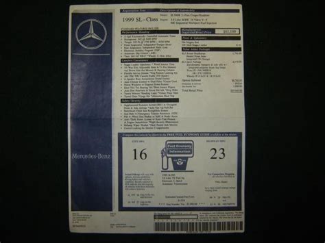 Mercedes benz original window sticker