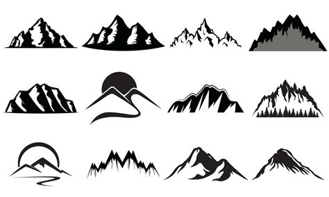 Mountain silhouette set. Rocky mountains icon or logo collection. Vector illustration. 27715248 ...