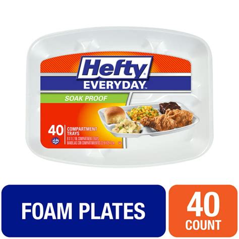 Hefty Rectangular Foam Compartment Party Plates, 40 Count - Walmart.com ...