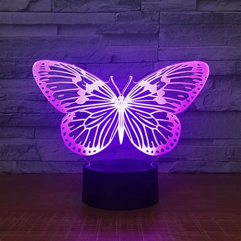 Butterfly LED 3D Light Night Desk Table Lamp 7 Color Change Flashlight ...