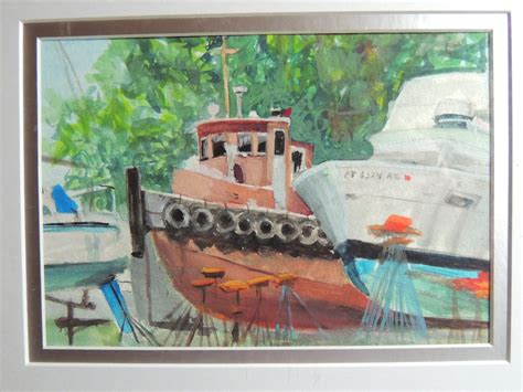 Tug Boat painting Mystic CT painting plein air painting | Etsy