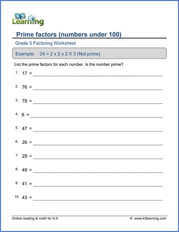 Hướng dẫn prime and composite numbers worksheets k5 learning - bảng ...