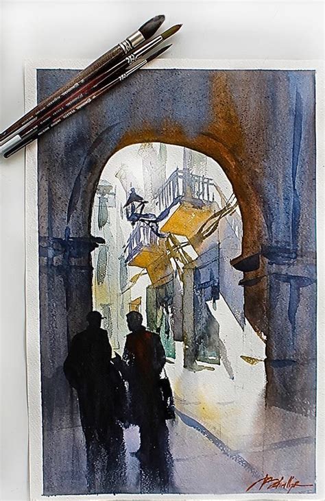 “The Conversation - Girona, Spain” Thomas W Schaller - Watercolor 56x38 ...