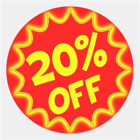 20 PERCENT OFF RETAIL LABEL CLASSIC ROUND STICKER | Zazzle