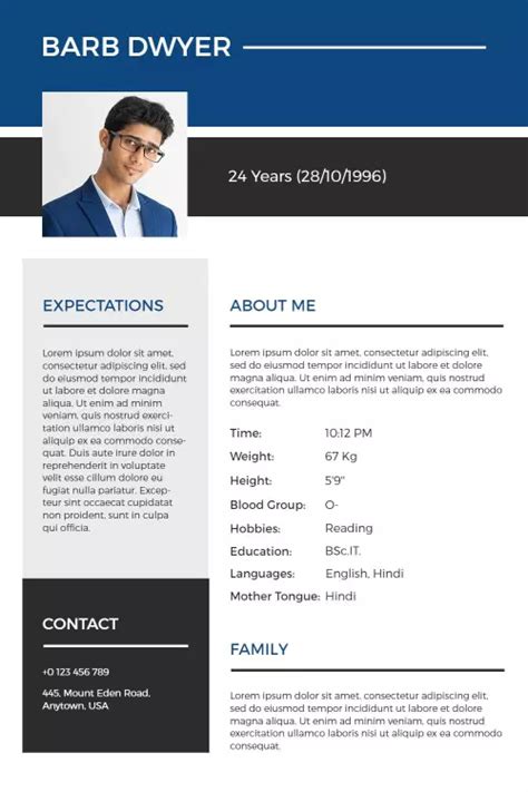 Free Biodata Templates - PhotoADKing