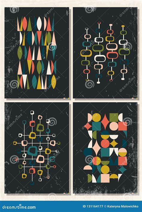 Set of Mid Century Modern Posters Stock Illustration - Illustration of fifties, concept: 131164177