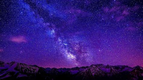 #sky #purple #atmosphere #galaxy #night starry night starry sky night sky mountain range milky w ...