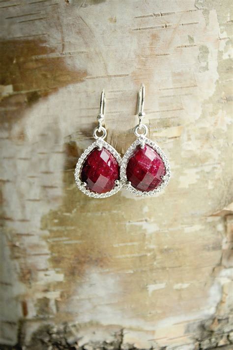 Raw Ruby Earrings July Birthstone Earrings Gemstone Earrings Raw Stone Earrings Red Ruby Jewelry ...