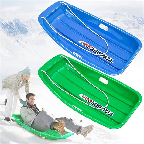 35 Inch Utility Snow Sled, 2 Pack Flexible Sleds for Kids and Adults ...