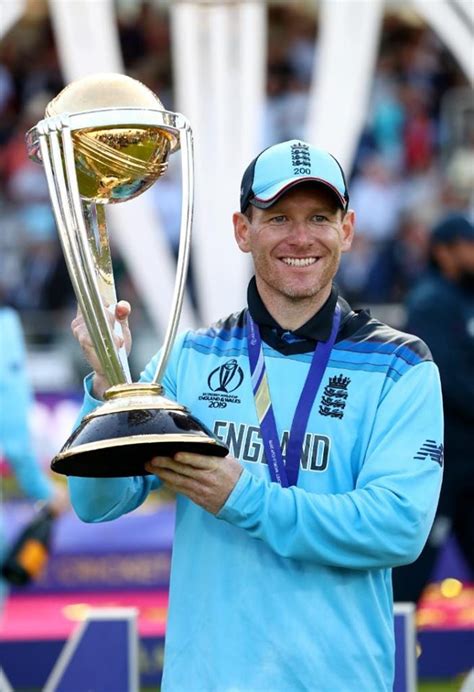 England Captain Eoin Morgan Poses With Winning Trophy - Cricket Images