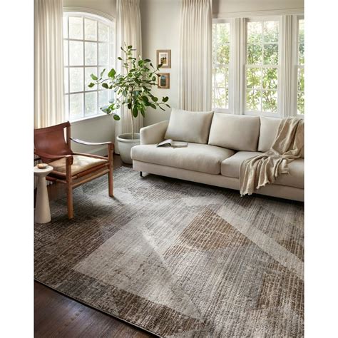 Loloi II Austen AUS-04 Geometric Stone / Bark Area Rug 18" x 18" Sample ...