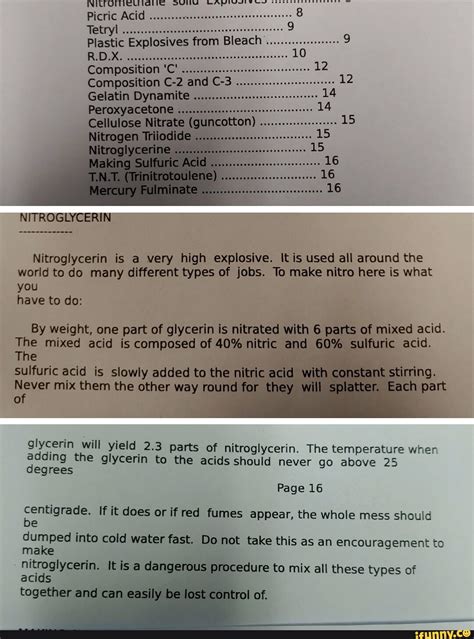 Picric Acid Tetryl Plastic Explosives from Bleach 9 Composition 'C' Composition and Gelatin ...